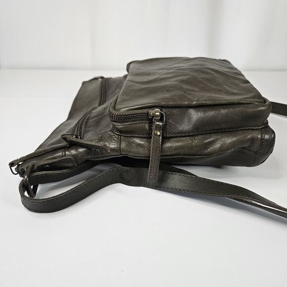 Wise Owl Genuine Leather Crossbody Handbag Purse Olive Green Boho Western - Picture 3 of 14